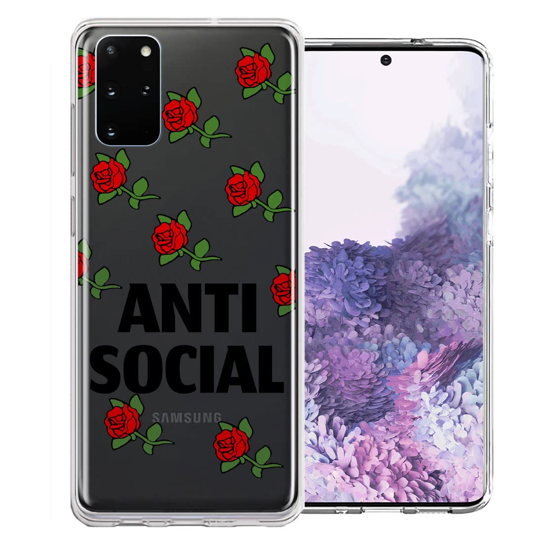 Samsung Galaxy S20 Phone Case - Anti Social Roses Design Double Layer Protective Cover for Shock Absorption | Perfect for Everyday Use, Travel & Outdoor Activities