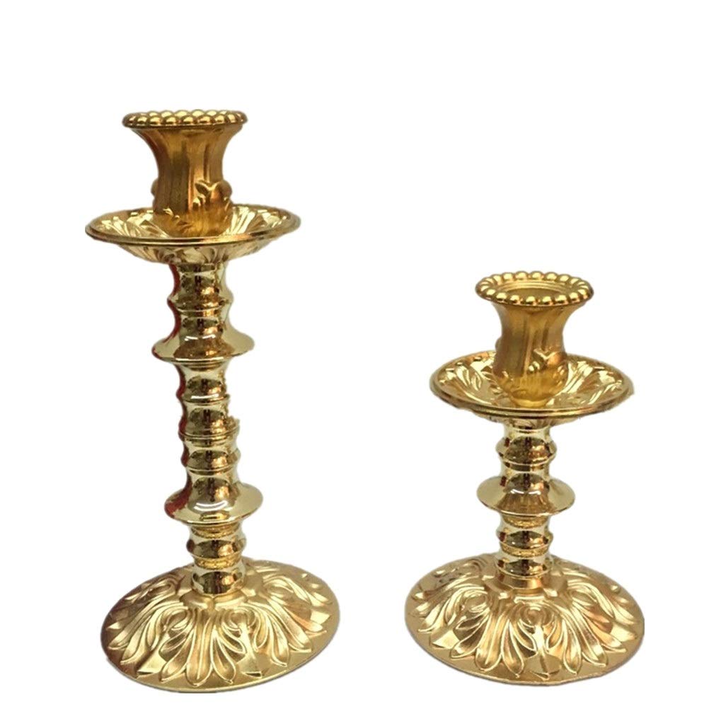 PQKDY Elegant Gold Metal Candle Holder - Vintage Candelabra for Wedding, Home Decor, Table Centerpiece - Romantic Dinner & Holiday Decoration (Set of 1)