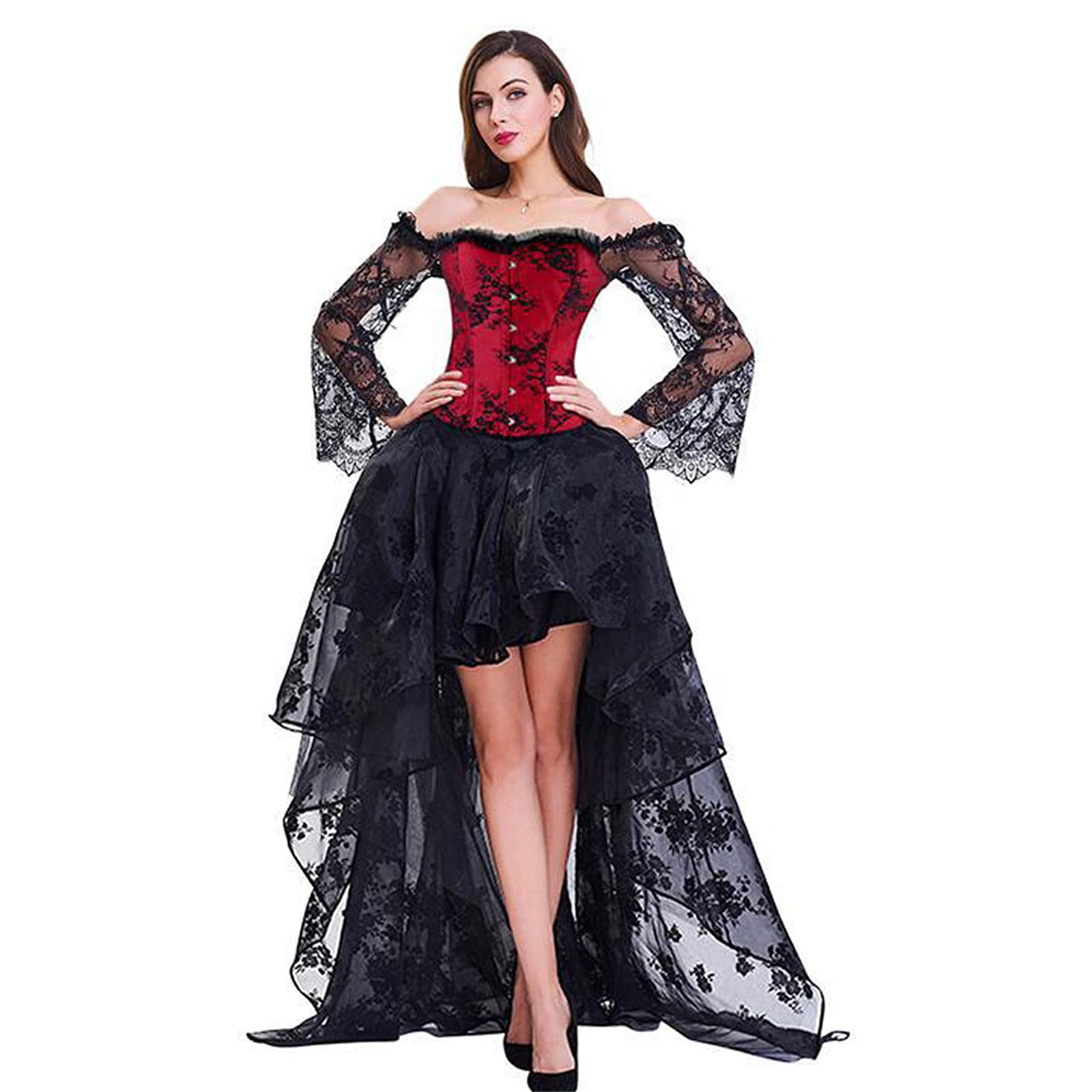 Women's German Oktoberfest Costume Elegant Gothic Wedding Dress for Evening Party & Halloween - Long Vintage Dress 2022 | Perfect for Oktoberfest, Halloween, Cosplay & Themed Parties