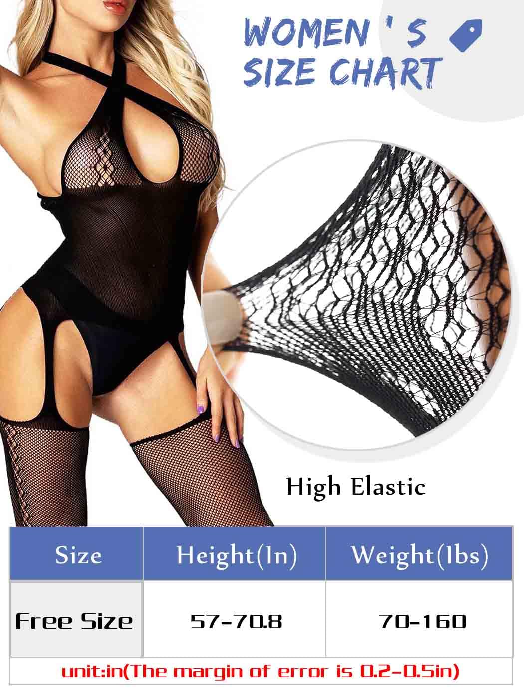 Barode Women's Sexy Lingerie Bodystockings - Lace Fishnet Mesh Bodysuit for Nightwear & Romantic Occasions (Size J) | Perfect for Valentine's Day, Honeymoon & Boudoir Photography