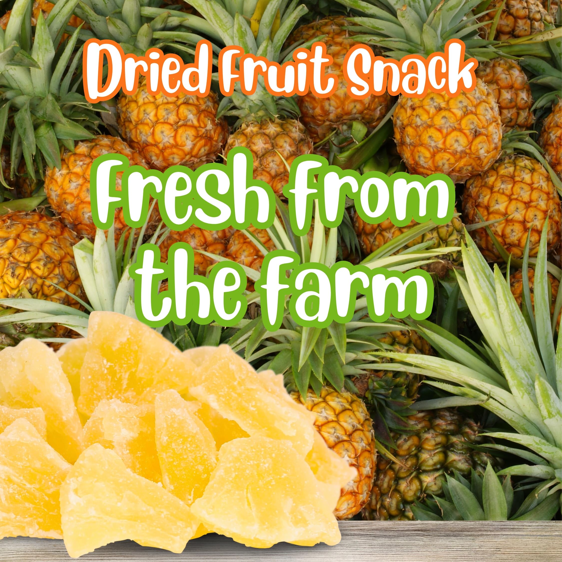 Sweet Dried Pineapple Chunks - 2.5lbs, Vegan Snacks for Hiking & Office