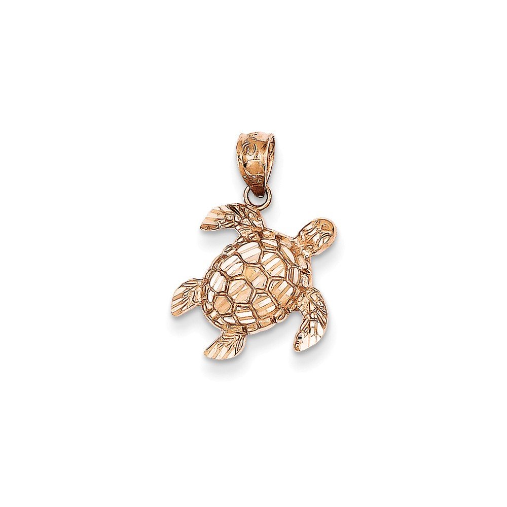 14K Rose Gold Diamond-Cut Turtle Pendant Necklace - Elegant Jewelry Gift for Women, Perfect for Birthdays, Anniversaries & Everyday Wear