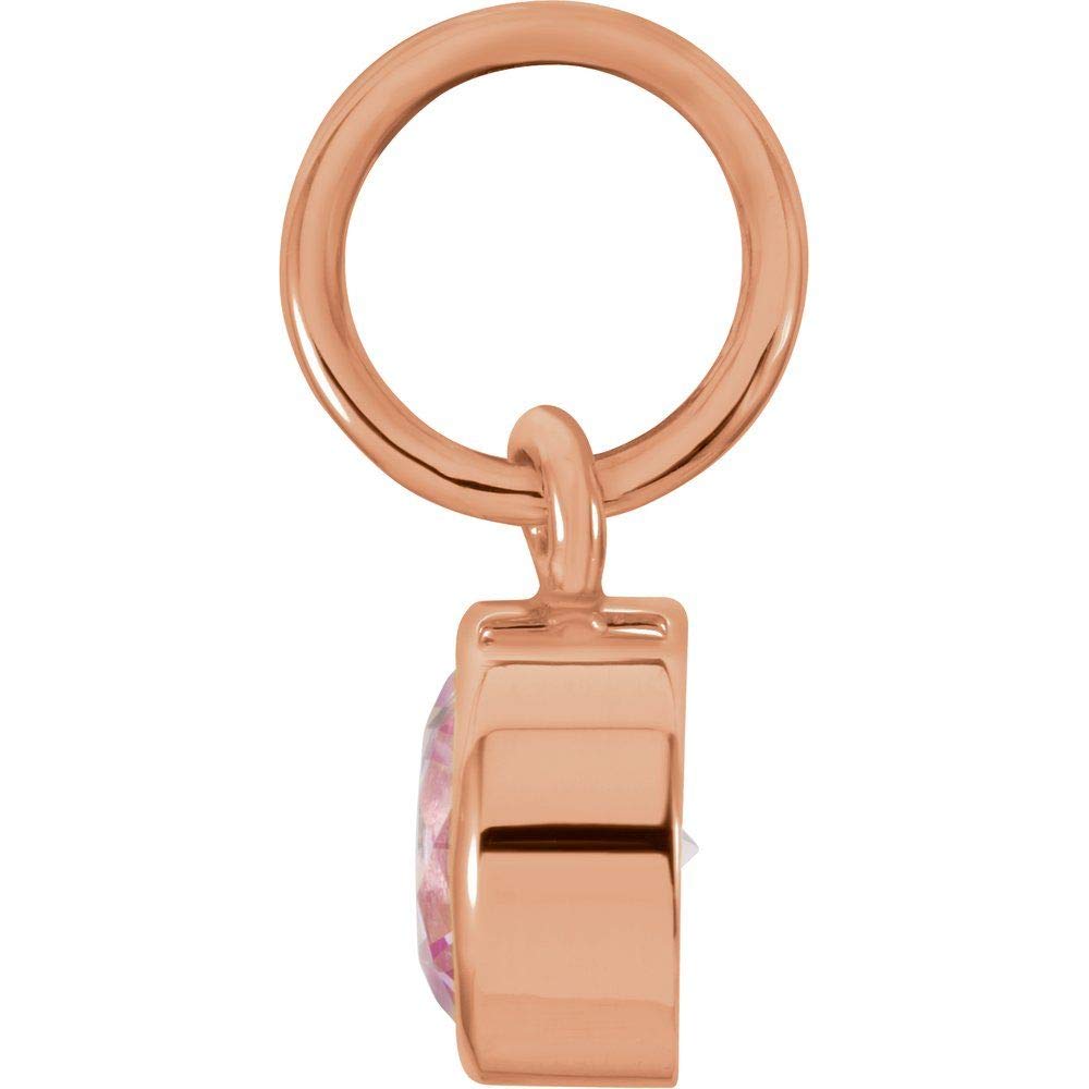The Black Bow 14k Rose Gold 4mm Imitation Gemstone Charm Pendant Enhancer for Necklace or Bracelet Jewelry Gift