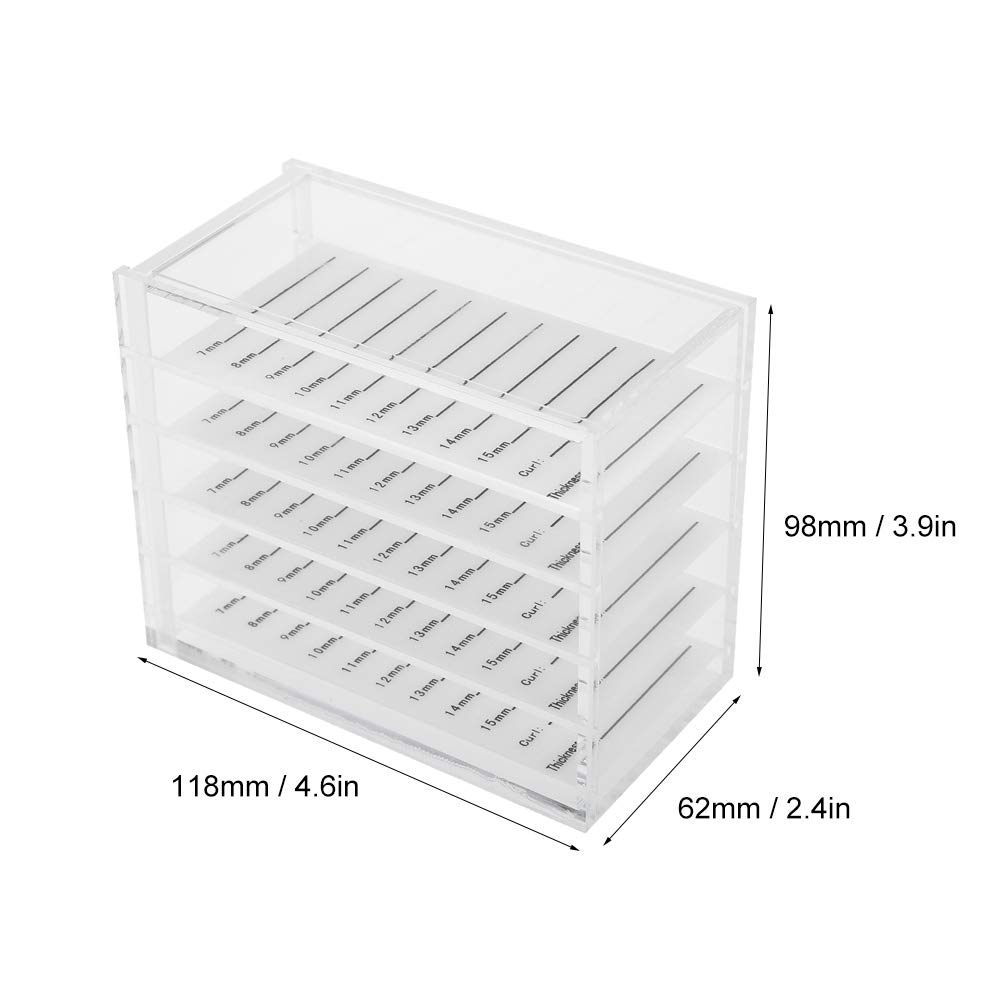 5-Layer Acrylic Eyelash Storage Box - Clear False Eyelash Organizer & Makeup Case Holder for Salon, Travel & Home Beauty Organization