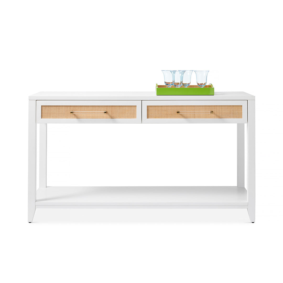 Mulholland White Console Table - Mid-Century Modern Entryway Sofa Table for Living Room, Hallway & Home Office Decor