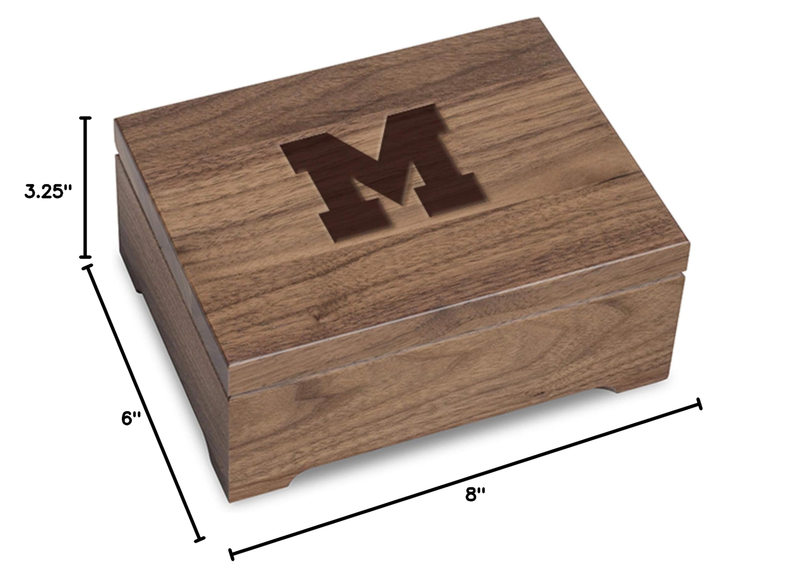 NCAA Licensed Unisex Walnut Wood Desk Box - Perfect for Office, Home, or Dorm Organization & Storage
