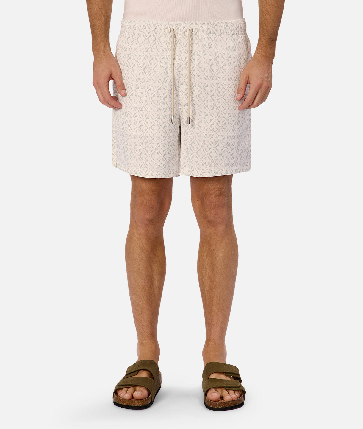 Avila Swim Shorts for Men - Quick-Dry White & Sage Swim Trunks - Perfect for Beach, Pool, and Summer Vacations