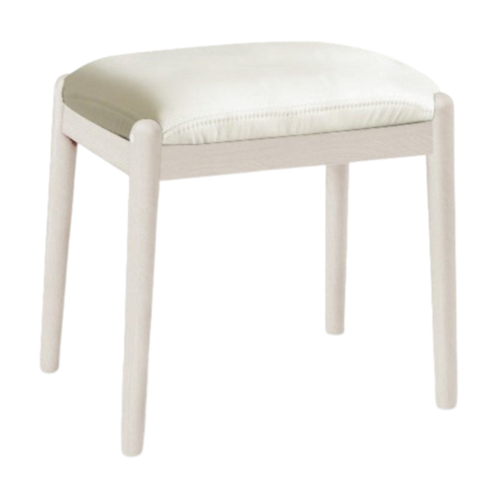 16.7x12.8x15.8 inch / 42.5x32.5x40cm / Warm white color / birch Organic Leather Milky White Makeup Stool