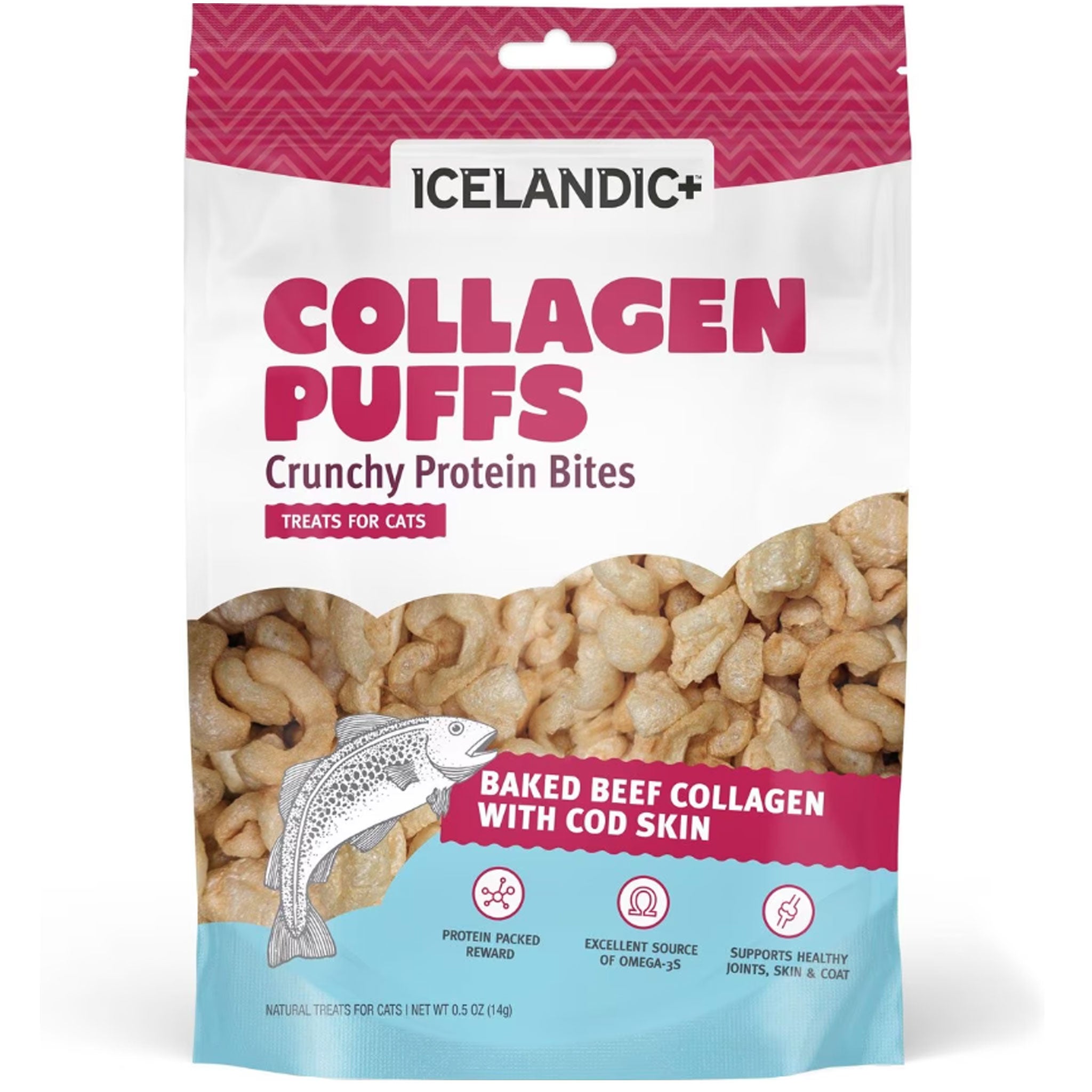 Premium Icelandic Collagen Puffs - Natural Cod Skin Cat Treats for Healthy Skin & Joints - Perfect for Training, Rewards & Dental Care