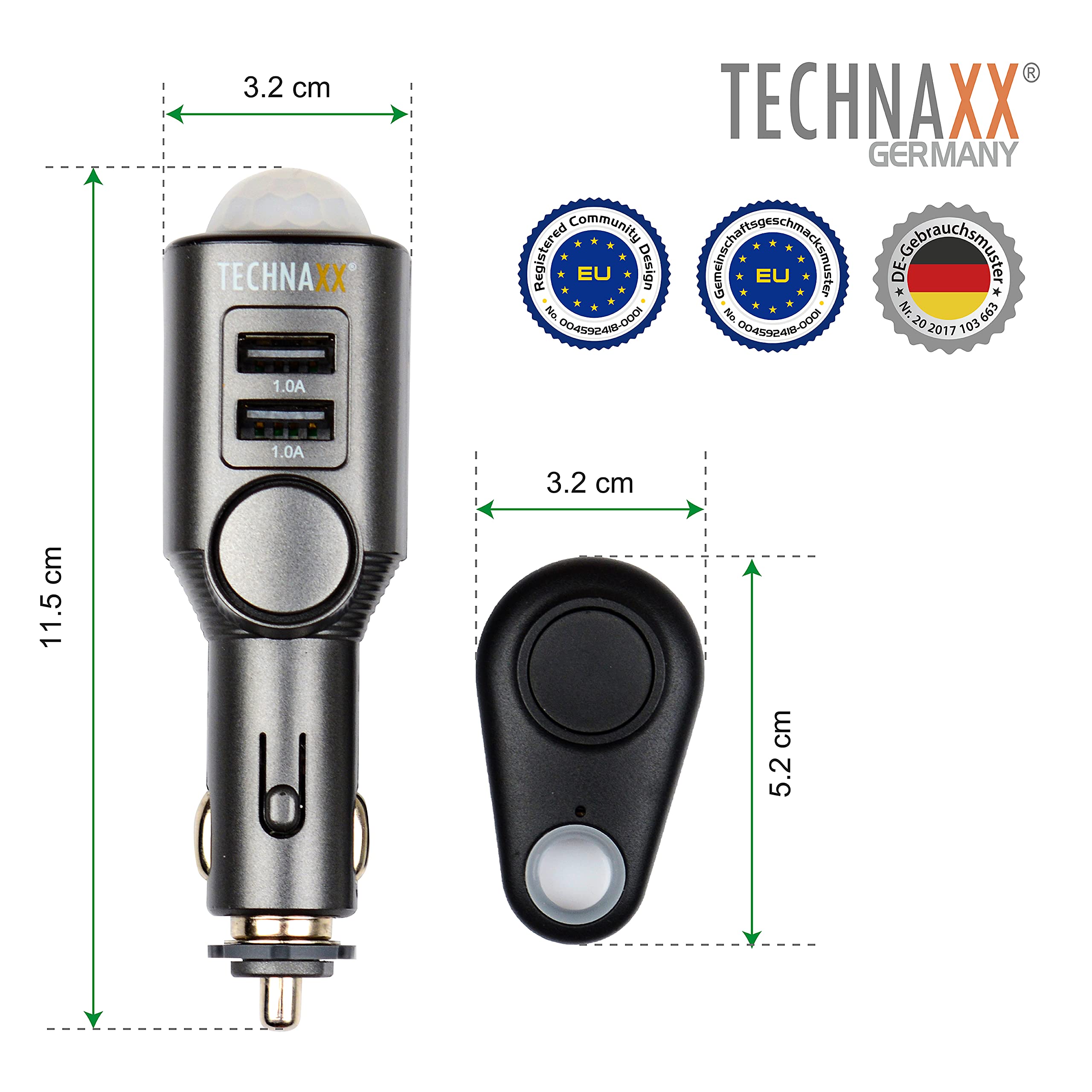 TX-100 Smart Car Alarm System with PIR Motion Sensor & Siren - Wireless Vehicle Security with Charging Function for Cars, RVs, Boats | Anti-Theft Protection & Remote Monitoring for Parking Safety