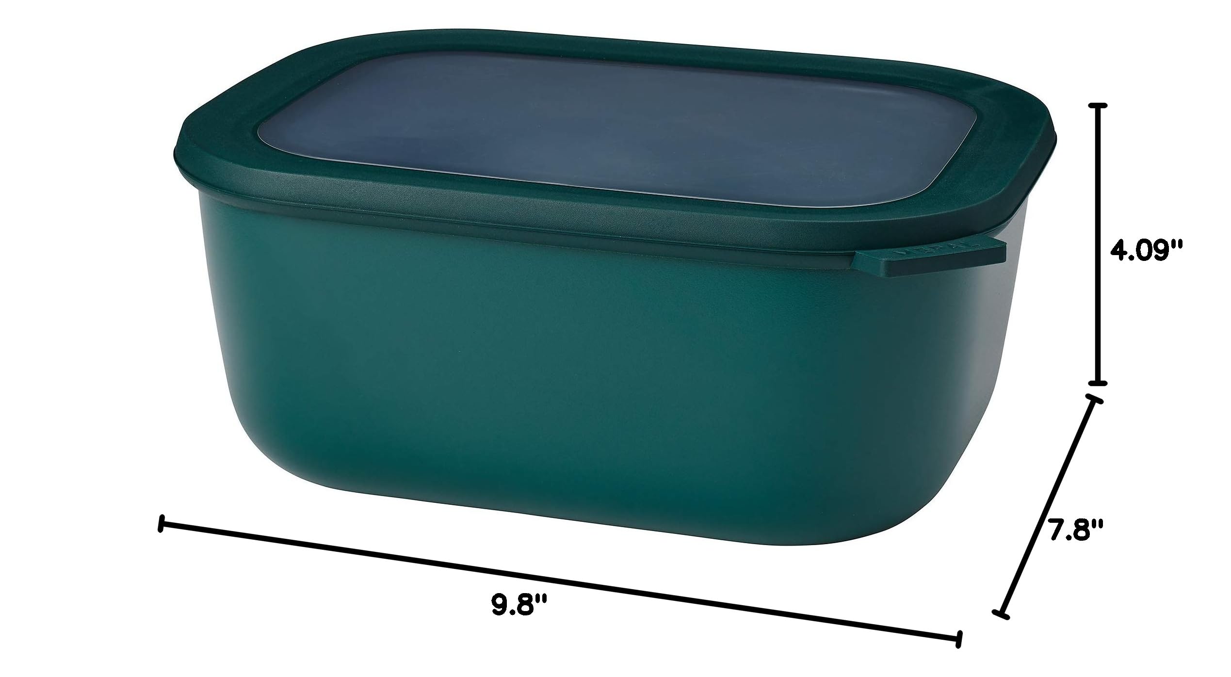 Mepal Cirqula 3000ml / 101oz Circular Rectangular Food Storage Container with Transparent Lids | BPA-Free Plastic Meal Prep Containers | Microwave & Dishwasher Safe | Nordic Pine Design | Made in Holland | Ideal for Leftovers, Meal Prepping & Picnic Storage