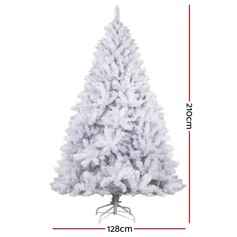 2.1M White Christmas Tree with 1000 Tips - Premium Xmas Tree Decorations for Home, Office & Holiday Parties