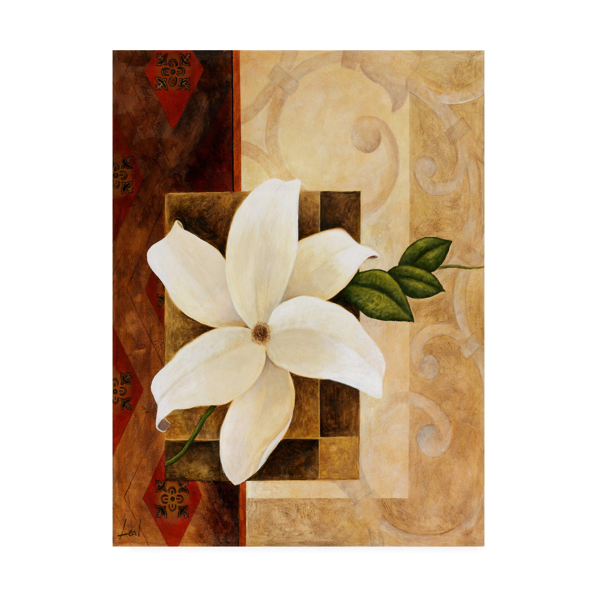 Pablo Esteban Floral Beige Art Print 35x47 - Elegant White Flower Wall Decor for Living Room, Bedroom & Office | Trademark Fine Art