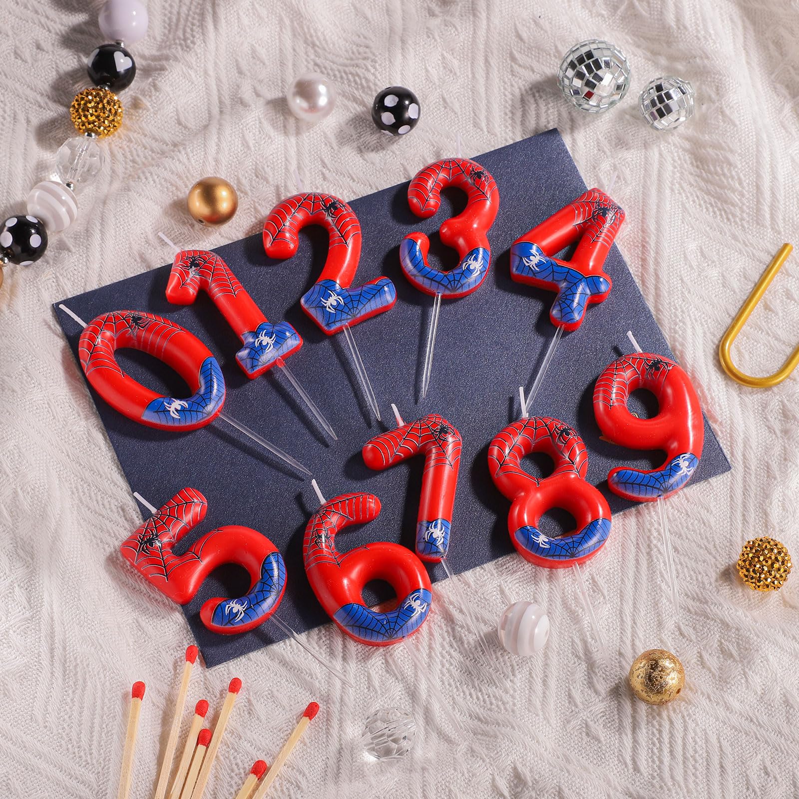 Spider Themed Birthday Candles - Red & Blue Spider Web Cake Candles for Boys & Girls Birthday Party Decorations (Set of 4) | Perfect for Halloween, Superhero, or Arachnid-Themed Birthday Cakes