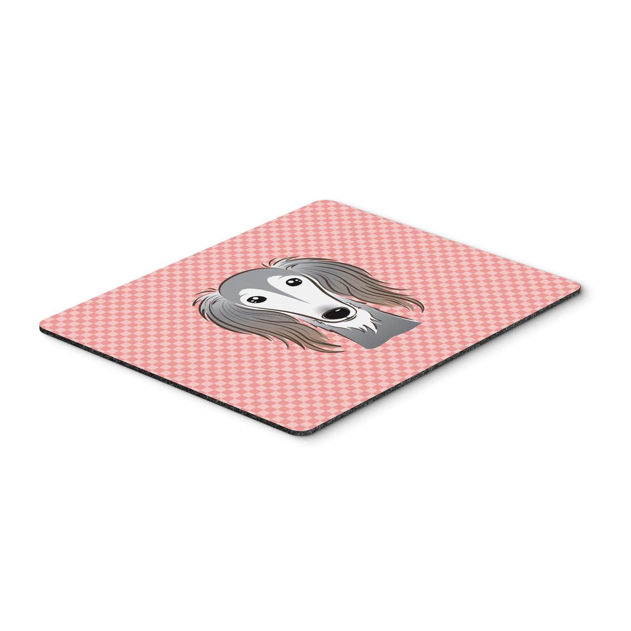 Checkerboard Pink Saluki Mouse Pad - Washable Large Mouse Mat for Home Office, Gaming & Computers | Hot Pad & Trivet for Kitchen Use | Caroline's Treasures BB1229MP