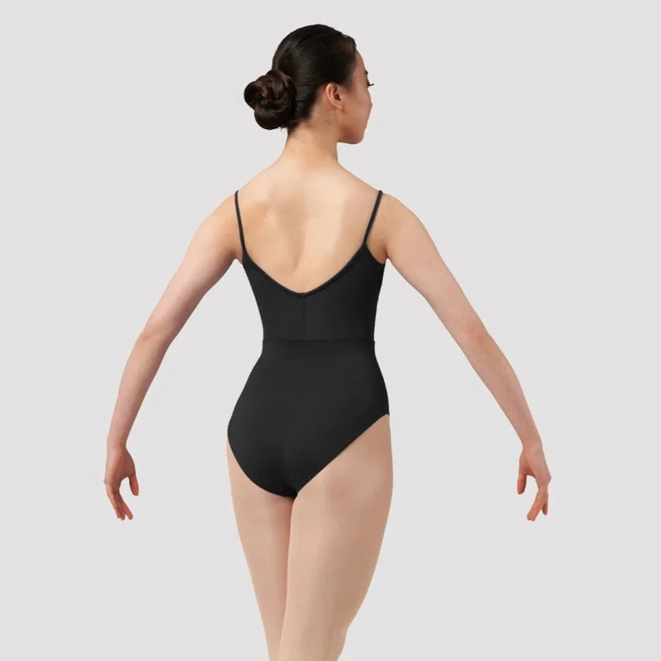 Bloch Mirella Women's Black Chevron V-Back Camisole Leotard - Perfect for Ballet, Dance Classes & Performance Practice