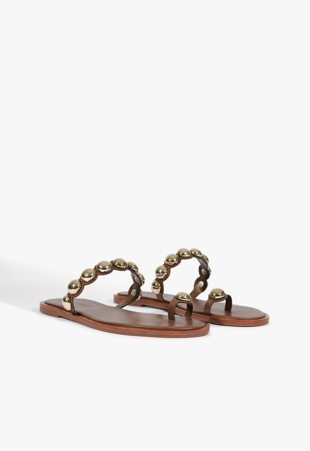 Romy Women's Brown Leather Flat Sandals - Comfortable Casual Sandals for Summer, Beach, Walking & Travel