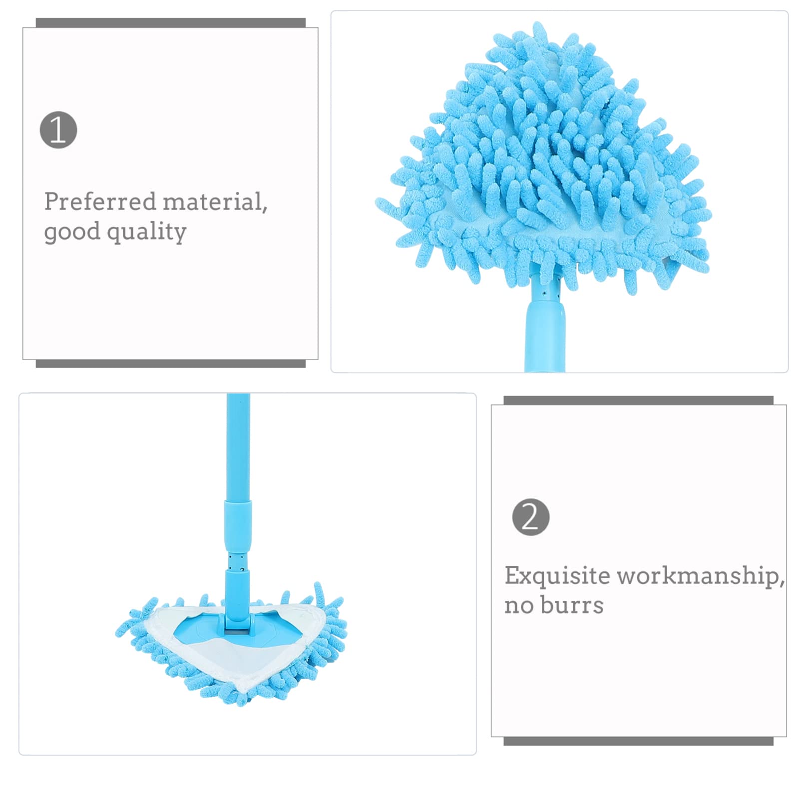 VICASKY Mini Triangle Mop - Adjustable Cordless Handheld Cleaning Mop for Tile Floors, Walls, Bathroom & Kitchen - Blue | Perfect for Tight Corners, Small Spaces & Quick Spot Cleaning