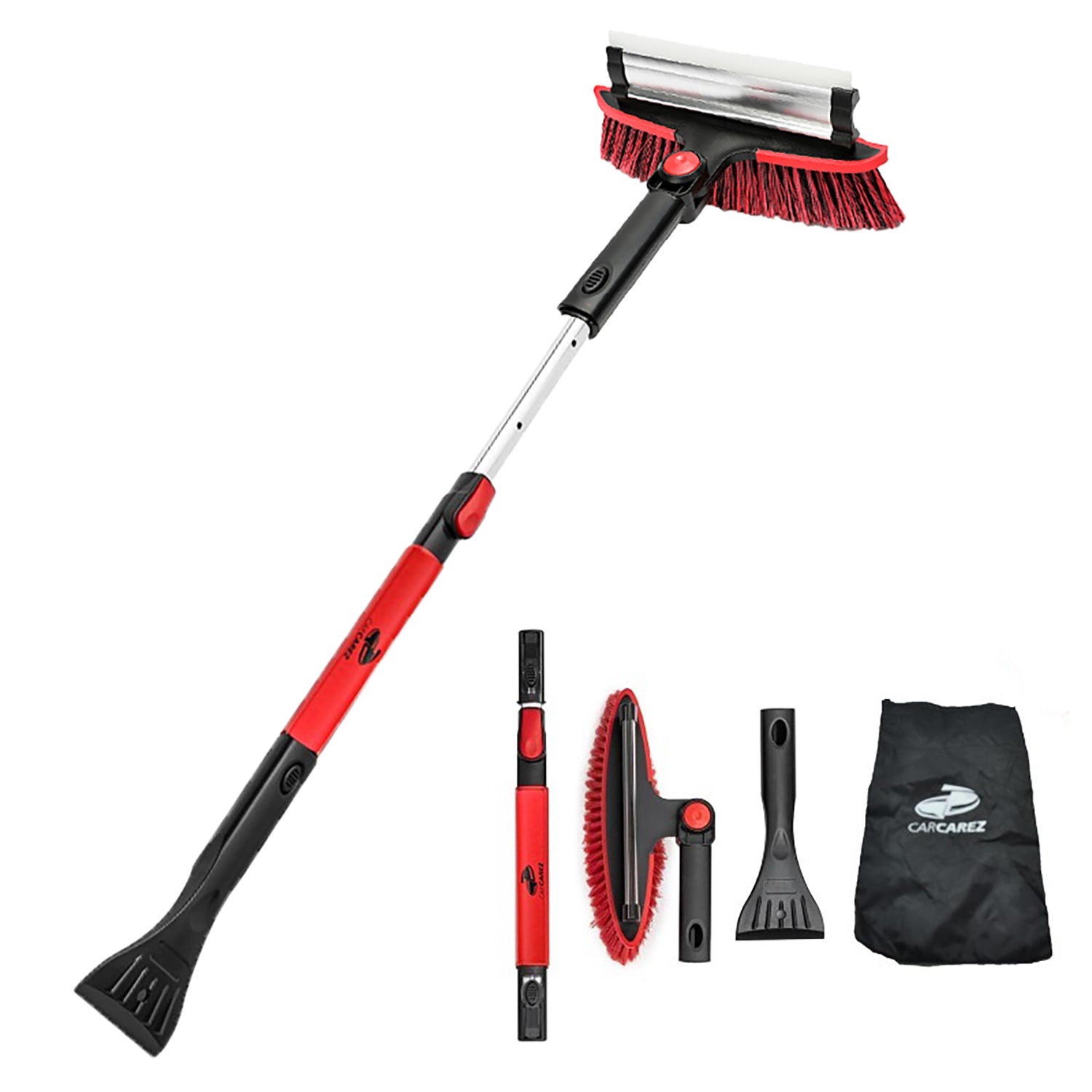 31-39 Inch Adjustable Snow Shovel with Ice Scraper & Broom - Heavy Duty Extendable Snow Removal Tool for Driveway, Sidewalk & Car - Winter Essential for Home & Outdoor Use