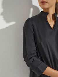 MISOOK Women's Ruched Sleeve Cotton Tunic Top - Casual Flowy Blouse for Everyday Wear, Work & Date Night Outfits