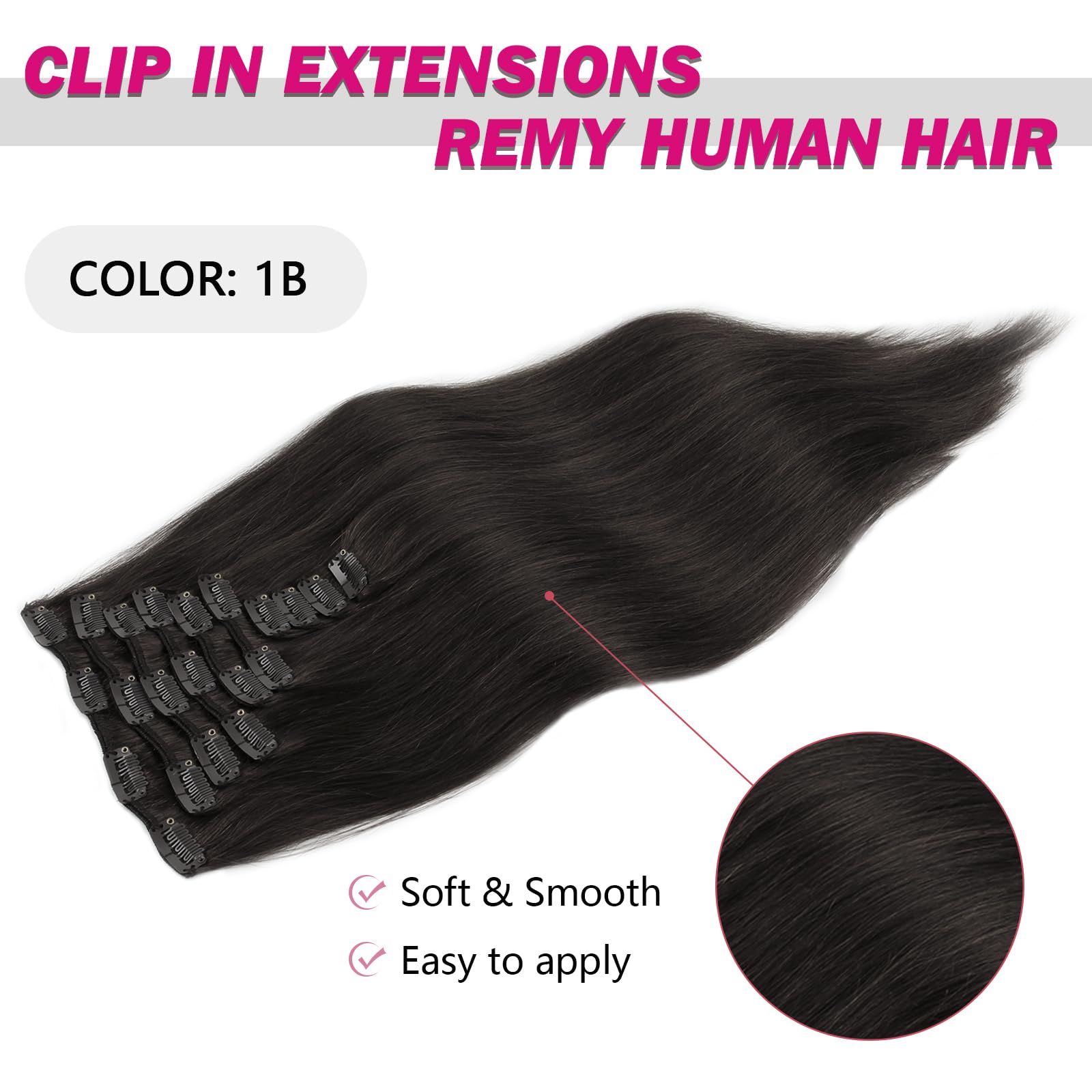 SixStarHair 22 Inch Black Clip In Hair Extensions - 240g Full Head Thick Natural Human Hair Wefts with 21 Clips (10 Pieces) - Easy to Install for Volume & Length - Perfect for Parties, Weddings & Daily Styling