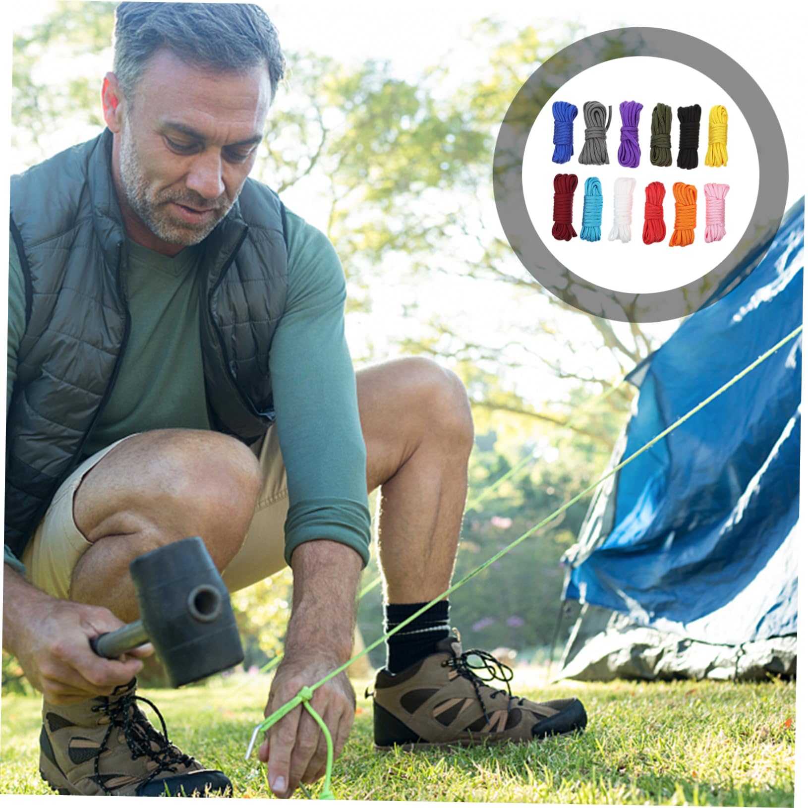OSALADI 12-Pack Climbing Rope - Heavy Duty Outdoor Camping Rope, Polyester Braided Rope for Hiking, Survival, Emergency Rescue, and DIY Projects - Perfect for Backpacking, Tree Climbing, and Shelter Building