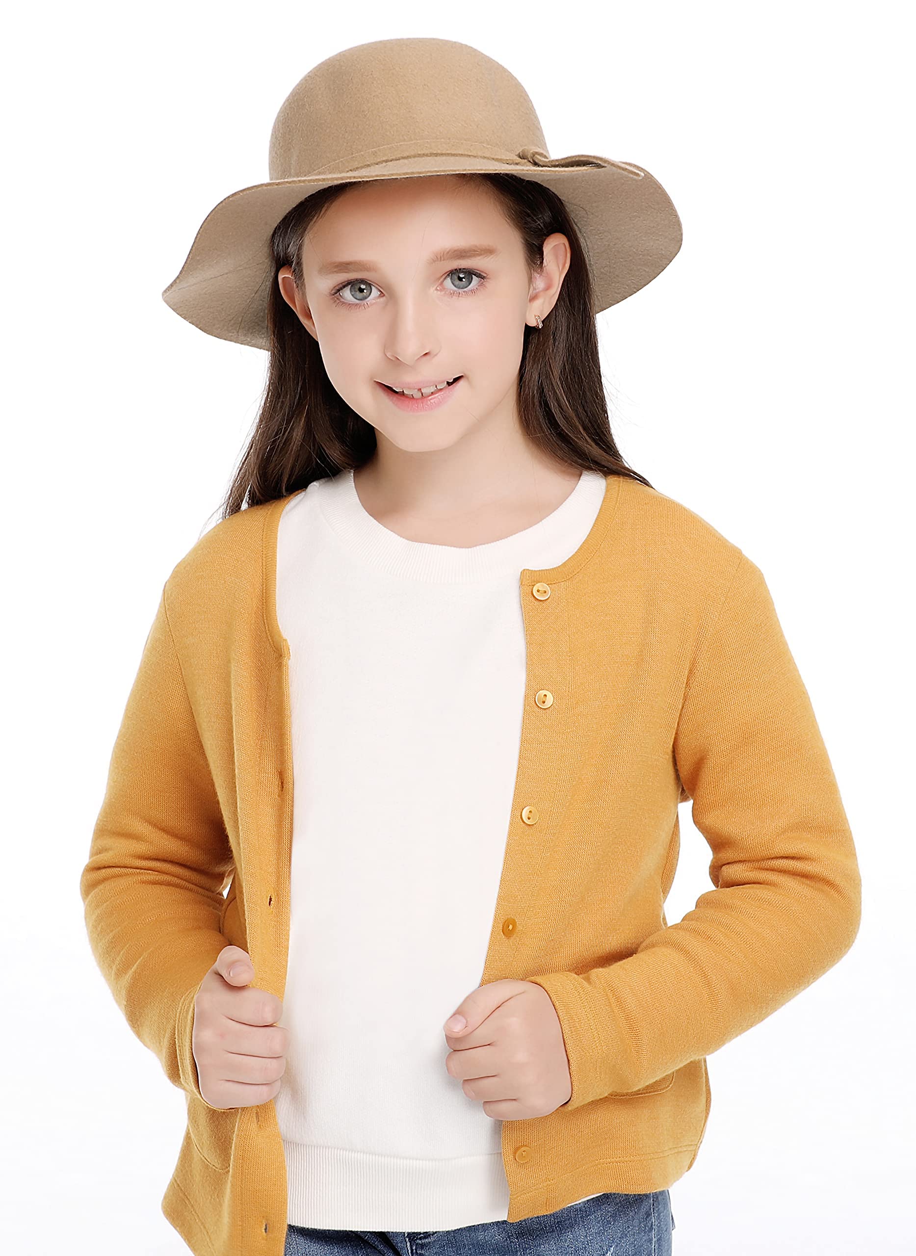 Bienvenu Kids Girls Winter Warm 100% Wool Bucket Hat for Cold Weather - Cozy & Stylish Winter Accessory for Outdoor Play, Snow Days, and School