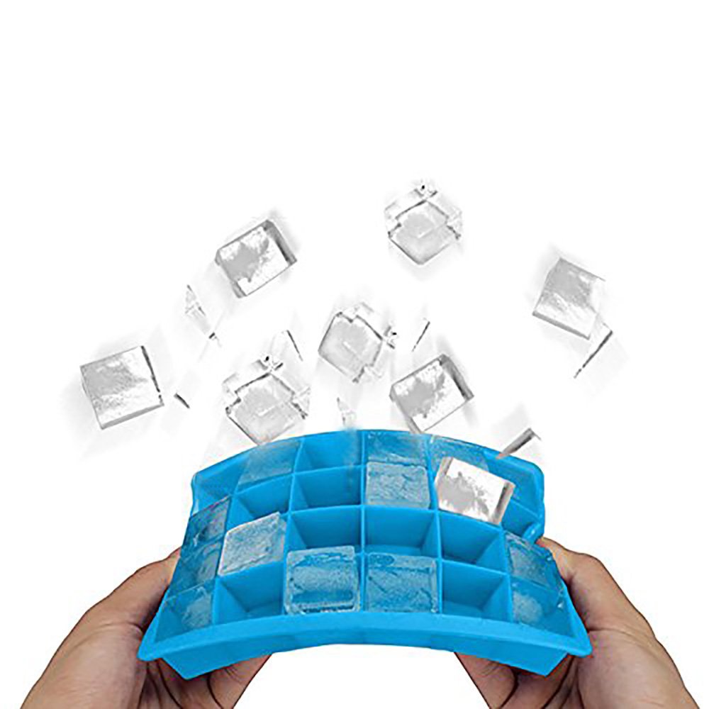 Premium Silicone Ice Cube Tray Set - 24-Cavity Square Ice Molds with Removable Lid, Easy Release & Stackable Design (2-Pack, Sky Blue) - Perfect for Cocktails, Iced Coffee & Home Bar Use