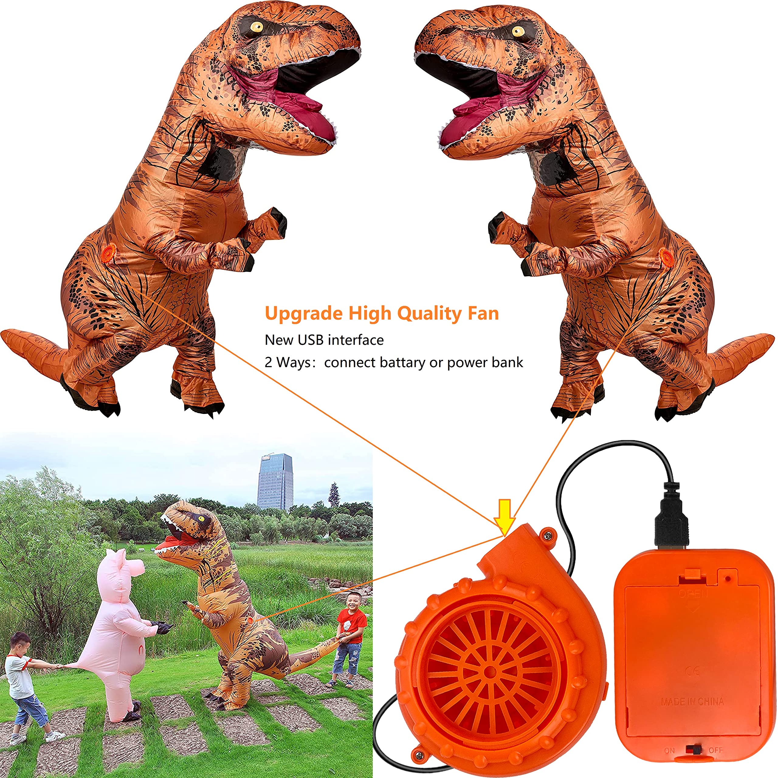 2 Pack Mini Blower Fan for Inflatable Costumes - Halloween Party Accessory