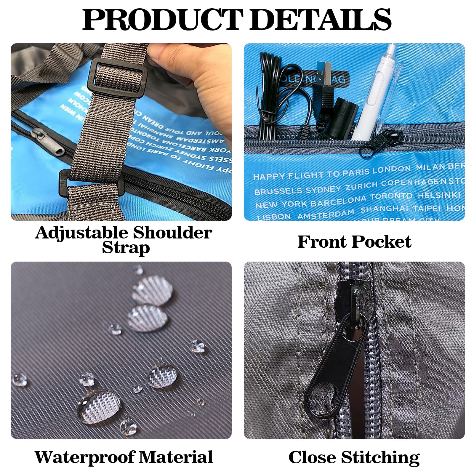Foldable Travel Duffel Bag - Water Resistant Gym Tote & Carry On Luggage for Sports, Weekend Trips & Overnight Stays - Perfect for Gym, Travel & Outdoor Adventures