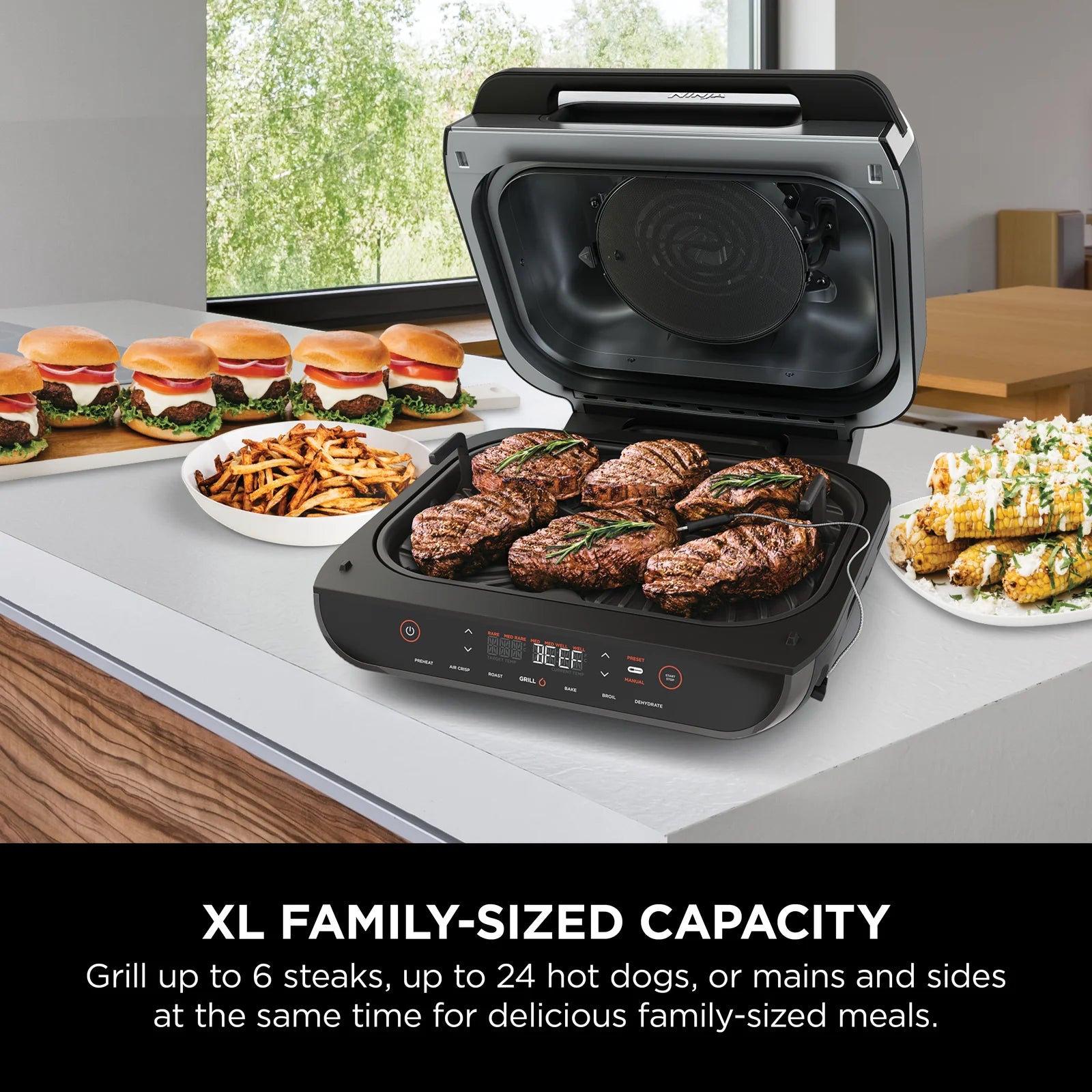 Ninja Foodi Smart XL Grill & Air Fryer Combo - 6-in-1 Indoor Electric Grill with Air Frying, Roasting, Baking, Broiling & Dehydrating - Perfect for Grilling Steaks, Frying Chicken & Healthy Cooking at Home