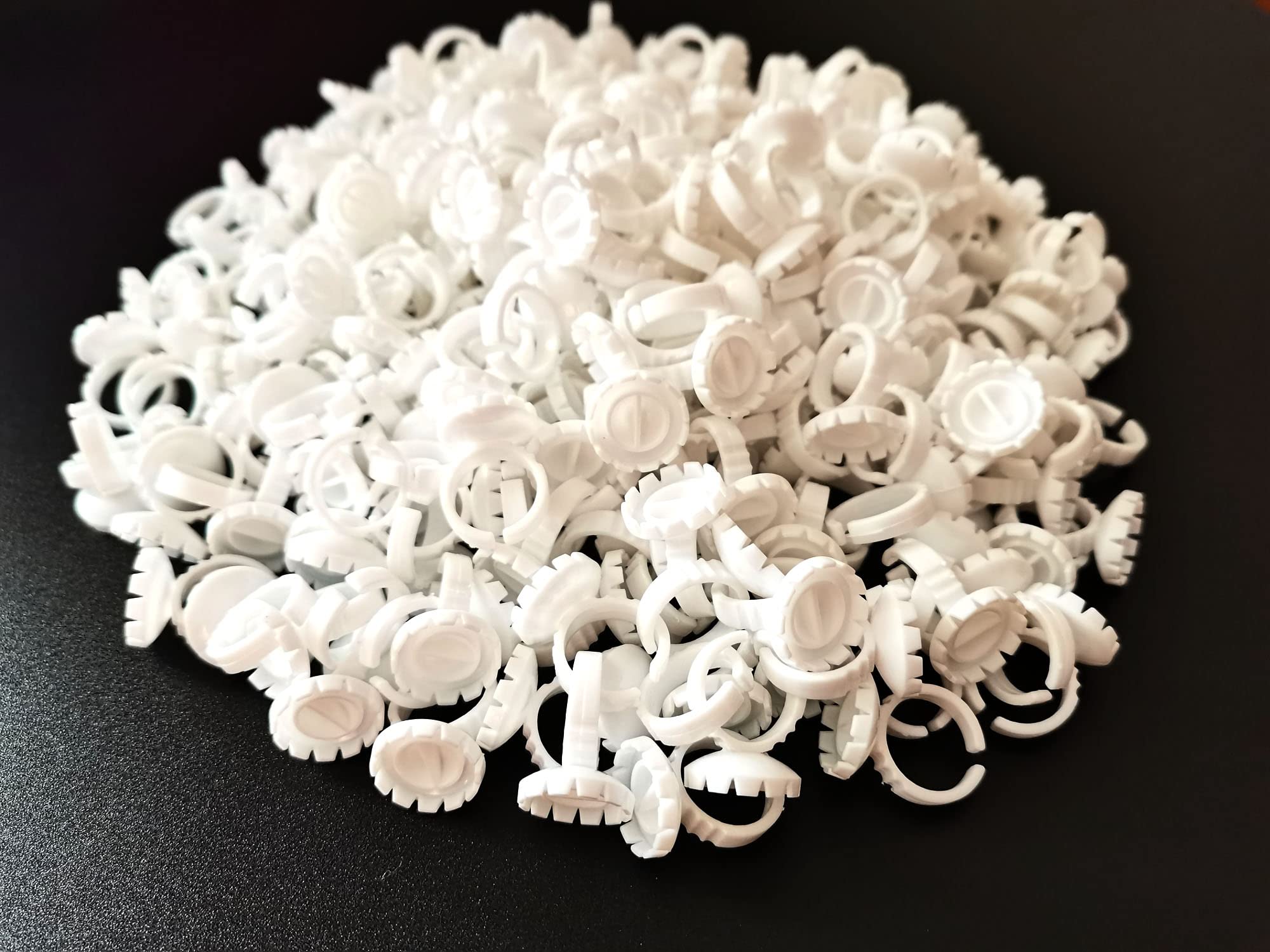 300 PCS Disposable Eyelash Extension Glue Rings - White Lash Adhesive Holder Cups for Professional Lash Artists | Perfect for Lash Fan Blossom Technique & Salon Use