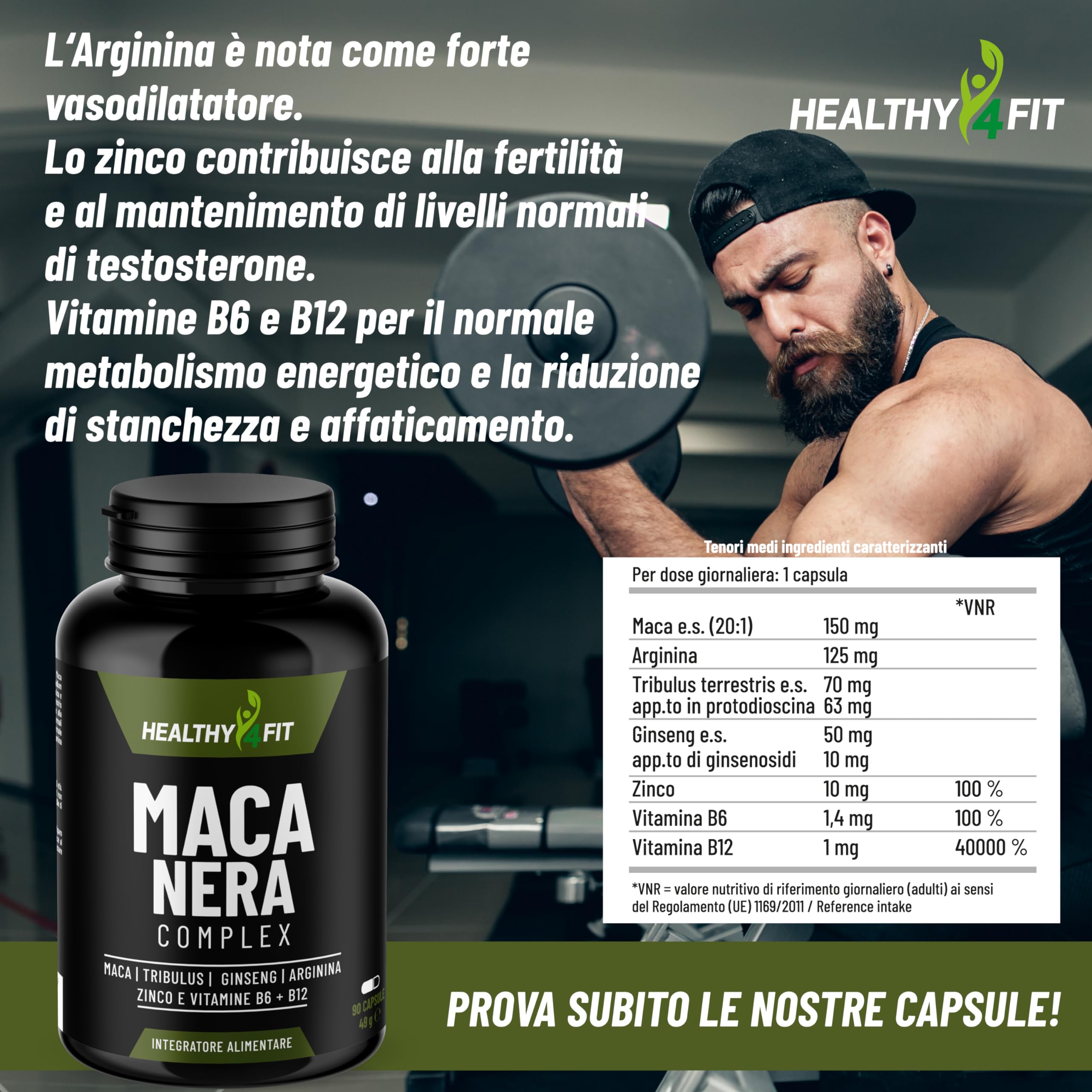 Premium Peruvian Black Maca Root Extract (20:1) with Tribulus Terrestris, Arginine, Ginseng, Zinc & Vitamins - 90 Capsules (3 Month Supply) - Natural Energy & Stamina Booster for Men & Women - Perfect for Workout Recovery & Sexual Wellness