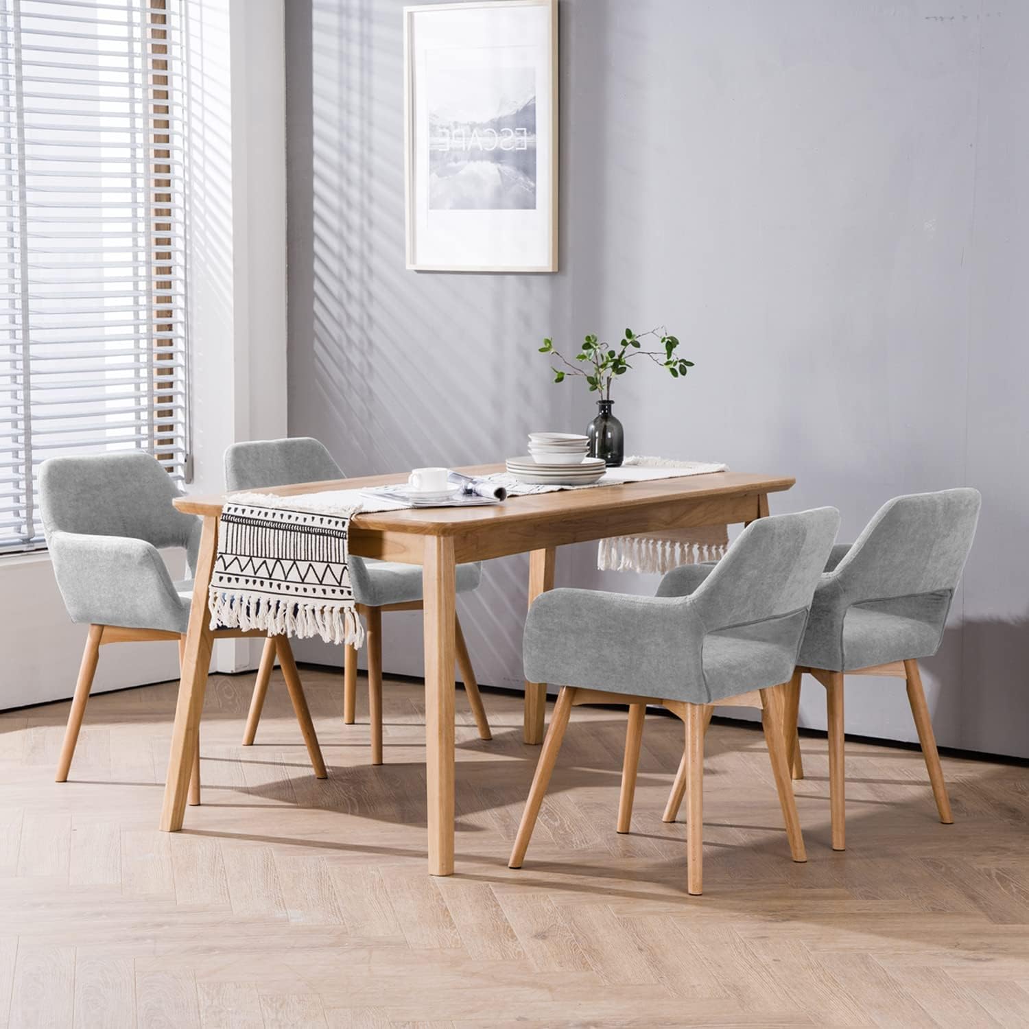 Modern Dining Chairs Set of 1 - Solid Wood Legs Kitchen & Accent Chair for Living Room, Dining Room, Club or Guest Seating (Gray) - Perfect for Home Decor, Restaurant, Cafe & Office Use