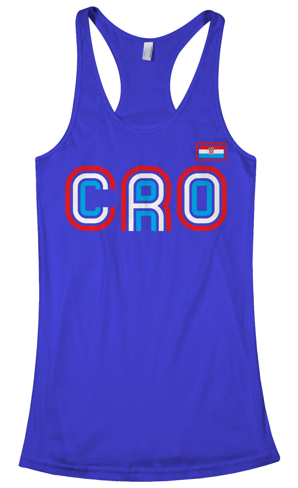 Threadrock Women's Croatia Athletic Retro Racerback Tank Top - Breathable Workout Shirt for Running, Yoga & Gym - Vintage Style Activewear