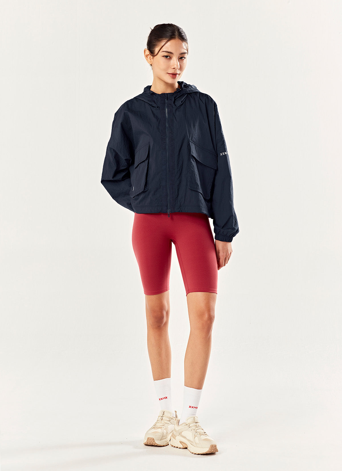 Stylish 2-Way Crop Hood Windbreaker Jacket for Women - Lightweight & Breathable for Outdoor Activities, Running, and Casual Wear