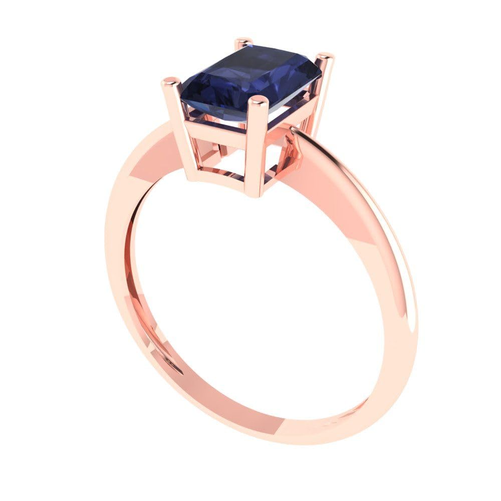 1.0 ct Radiant Cut Simulated Blue Sapphire Engagement Ring - 18K Rose Gold Solitaire Wedding Band for Women | Perfect for Proposals, Anniversaries & Bridal Jewelry Gifts