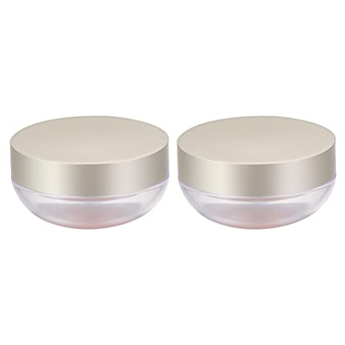 Beaupretty 2-Pack Reusable Plastic Loose Powder Compact Case with Puffs - Travel-Friendly Portable Makeup Container for DIY Powder Refill | Perfect for On-the-Go Touch Ups & Makeup Organization