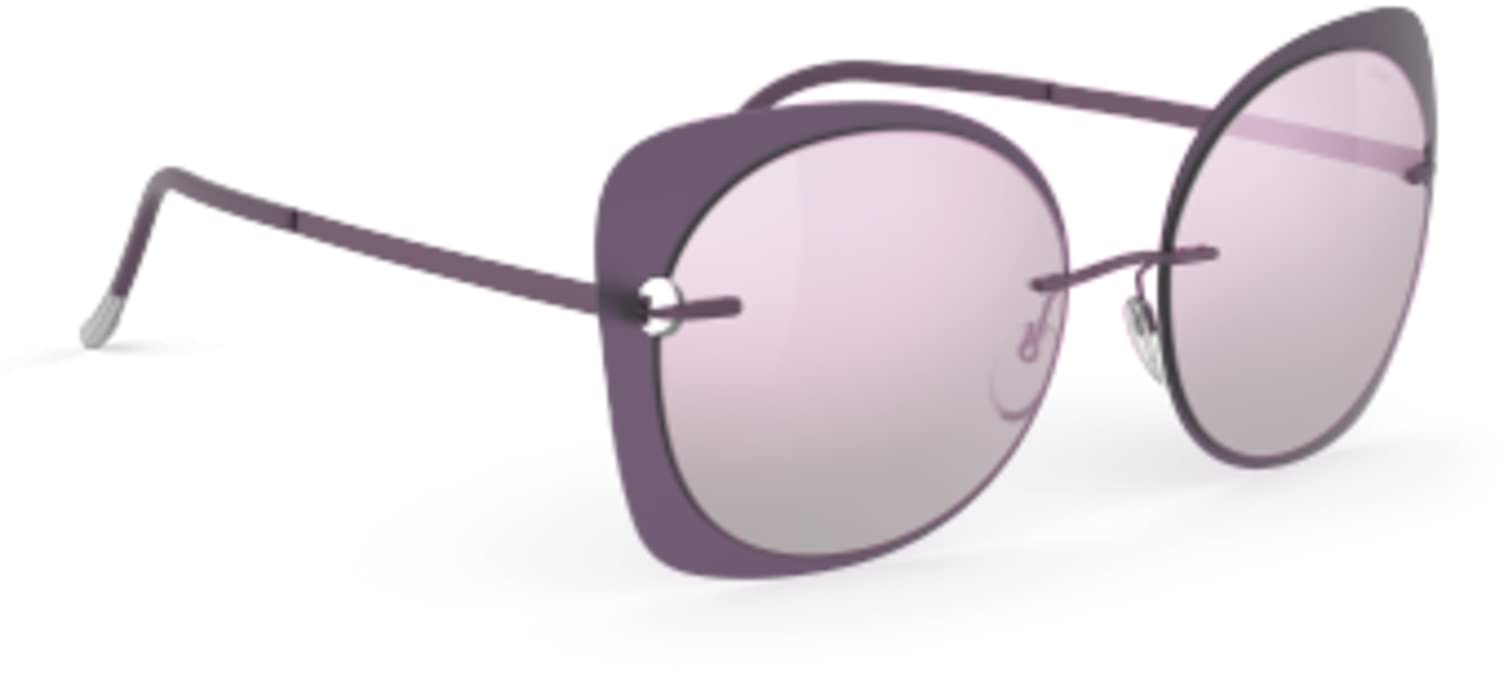 Stylish Silhouette Accent Sunglasses Model 8164 4140 - Glossy Rose Mirror Lens (56/17/3) for Women | UV Protection Fashion Shades for Beach, Driving & Outdoor Activities