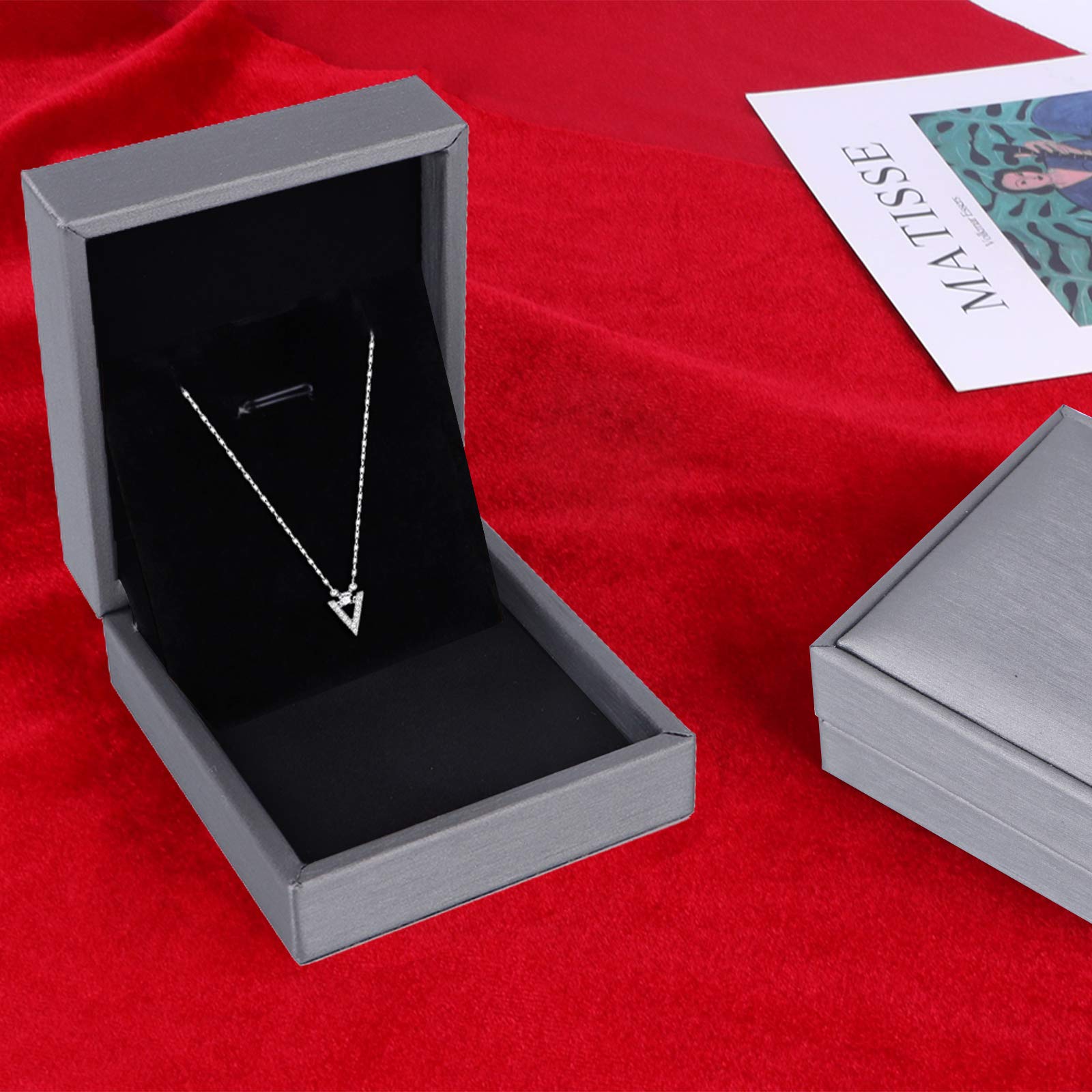 4 Pack PU Leather Jewelry Gift Box Set - Necklace Pendant & Earring Storage Case for Proposal, Engagement, Wedding - Perfect for Jewelry Presentation, Bridal Party Gifts & Keepsake Organization (Grey)