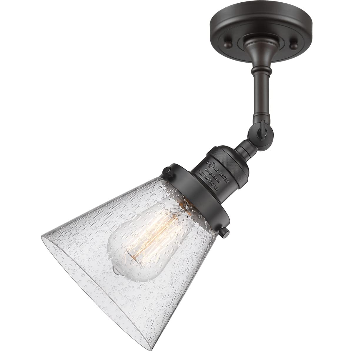 Innovations 201F-OB-G64-LED Oil Rubbed Bronze Semi-Flush Mount LED Ceiling Light Fixture - Perfect for Bedroom, Living Room, Kitchen & Hallway Lighting