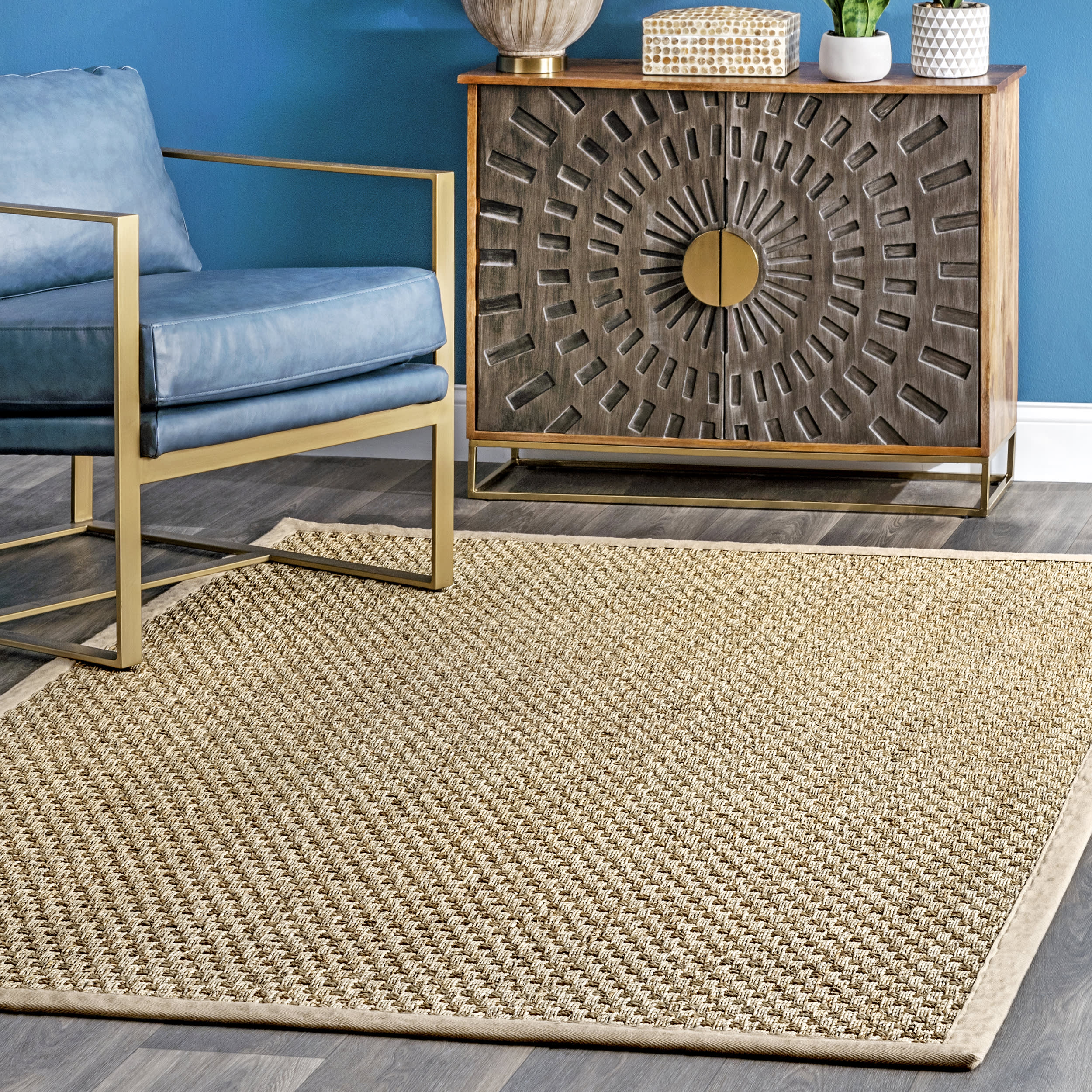 Checker Weave Seagrass Rug - Natural Handwoven Eco-Friendly Floor Mat for Living Room, Bedroom & Boho Decor