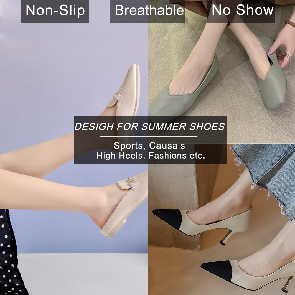 Non-Slip Women's Toe Topper Socks - Seamless No-Show Liners (6 Pairs) for Yoga & Sneakers