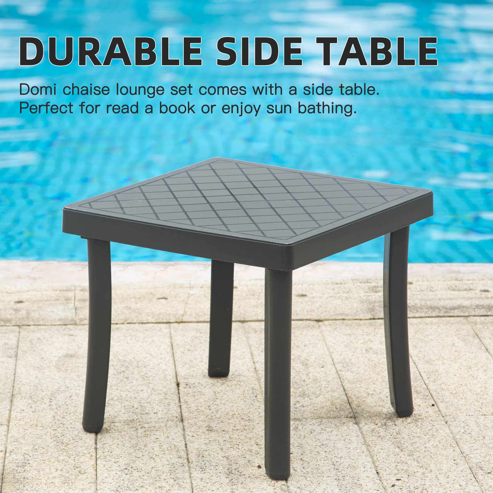Adjustable Aluminum Pool Lounge Chair with Wheels - Outdoor Chaise for Beach, Poolside & Patio