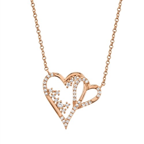 14KT Gold 0.17 CTW Diamond Interlocking Heart Necklace for Women - Elegant Valentine's Day Gift, Anniversary Jewelry & Romantic Date Night Accessory