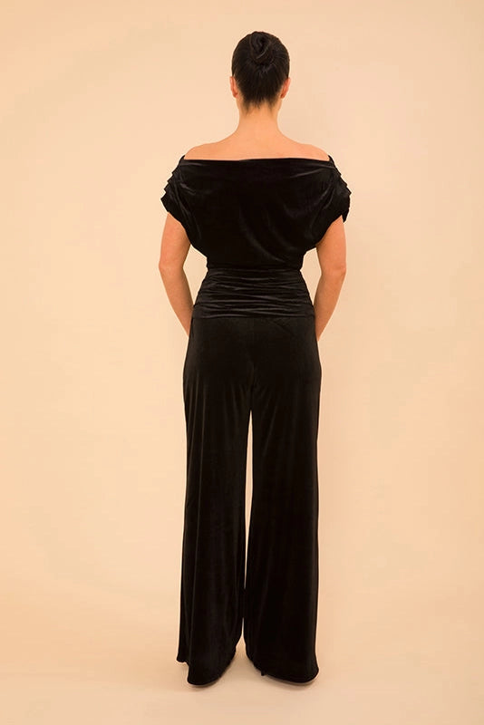 Black Velvet Carbon Jumpsuit for Women - Stylish One-Piece Bodysuit for Parties, Night Out & Special Occasions