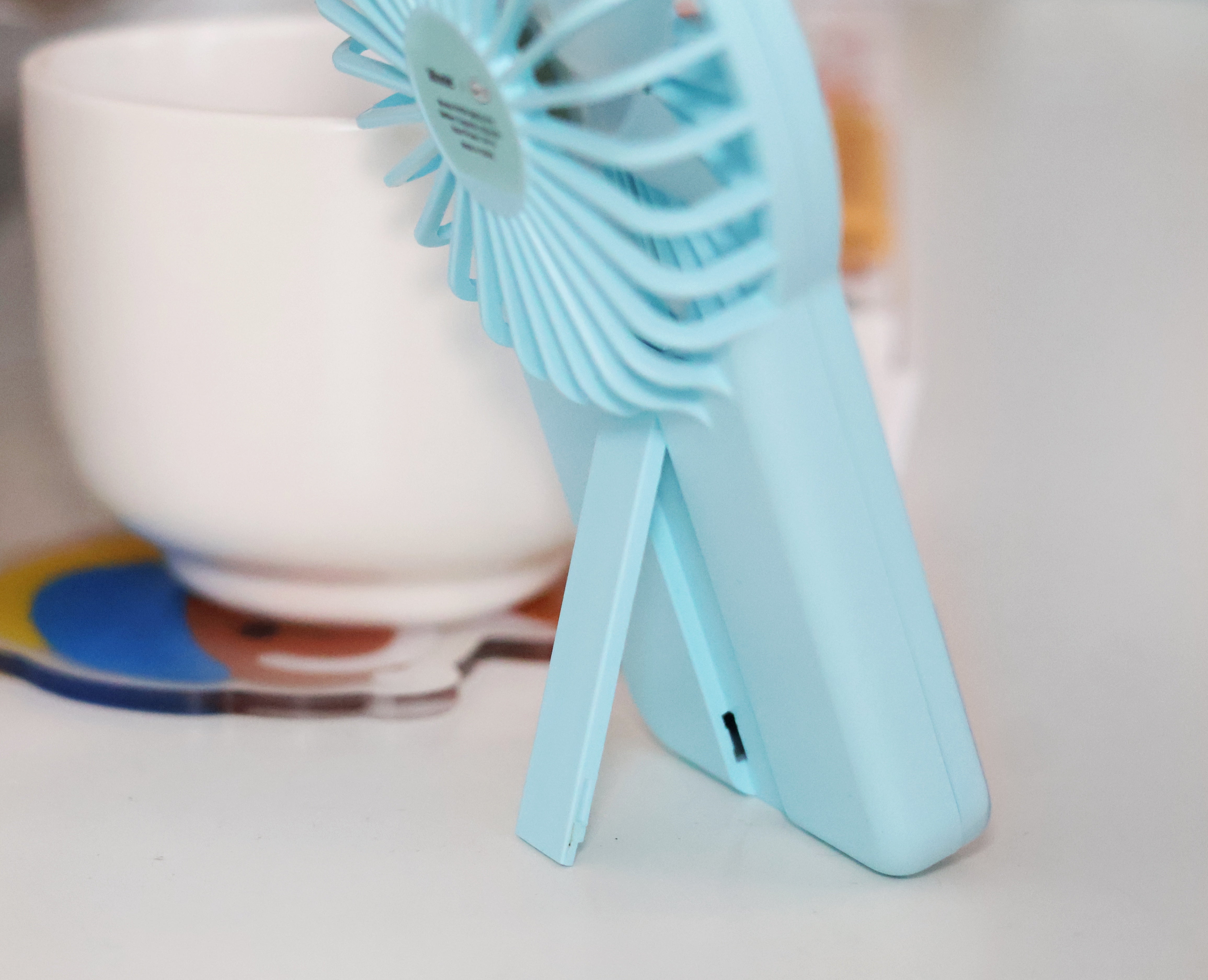 Vinnic X Smile Studio Portable Mini Fan with Stand - Lemon Color, USB Rechargeable, Quiet Personal Desk Fan for Office, Home, Travel & Outdoor Use