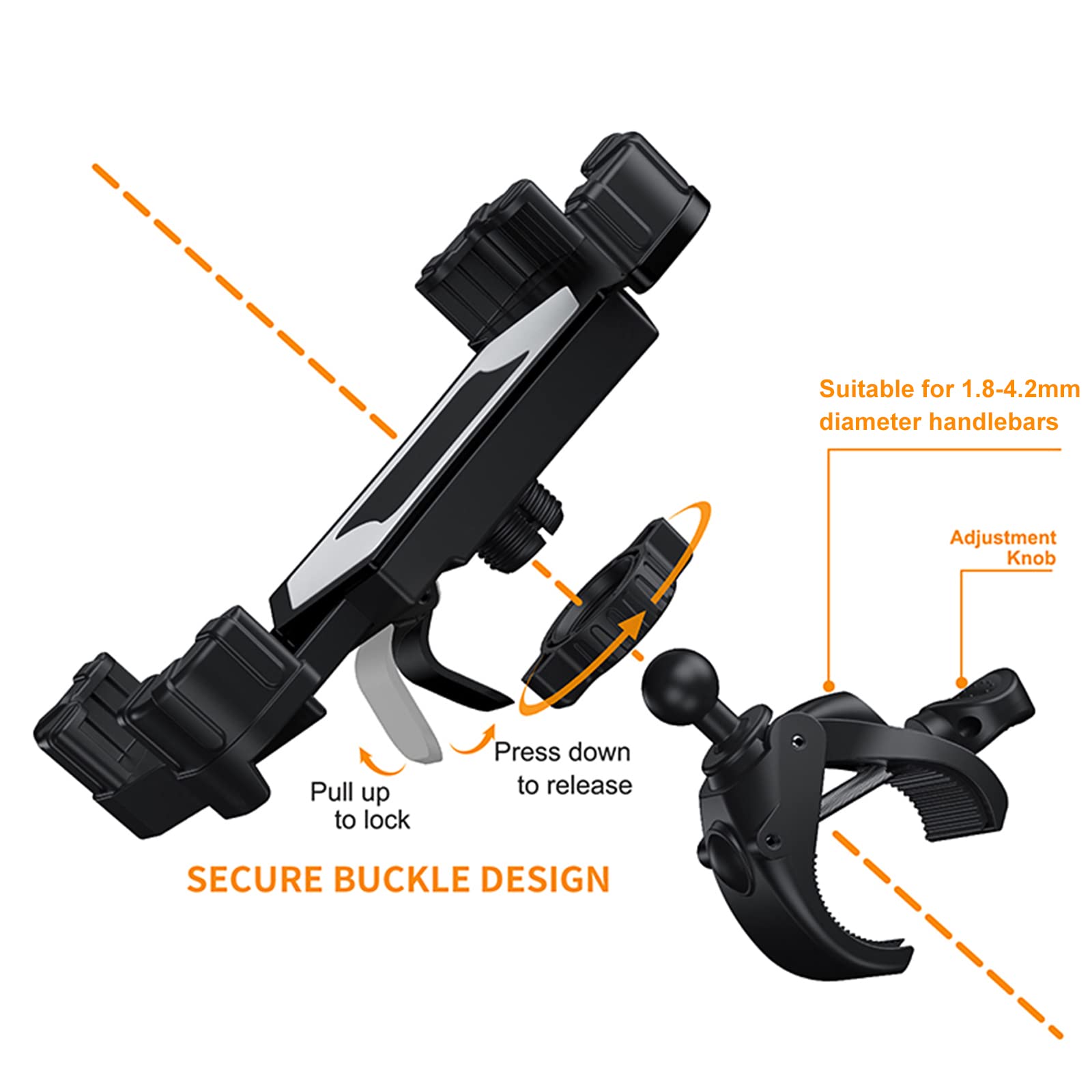 Motorcycle Phone Mount - Heavy Duty Bike Phone Holder for 4.7