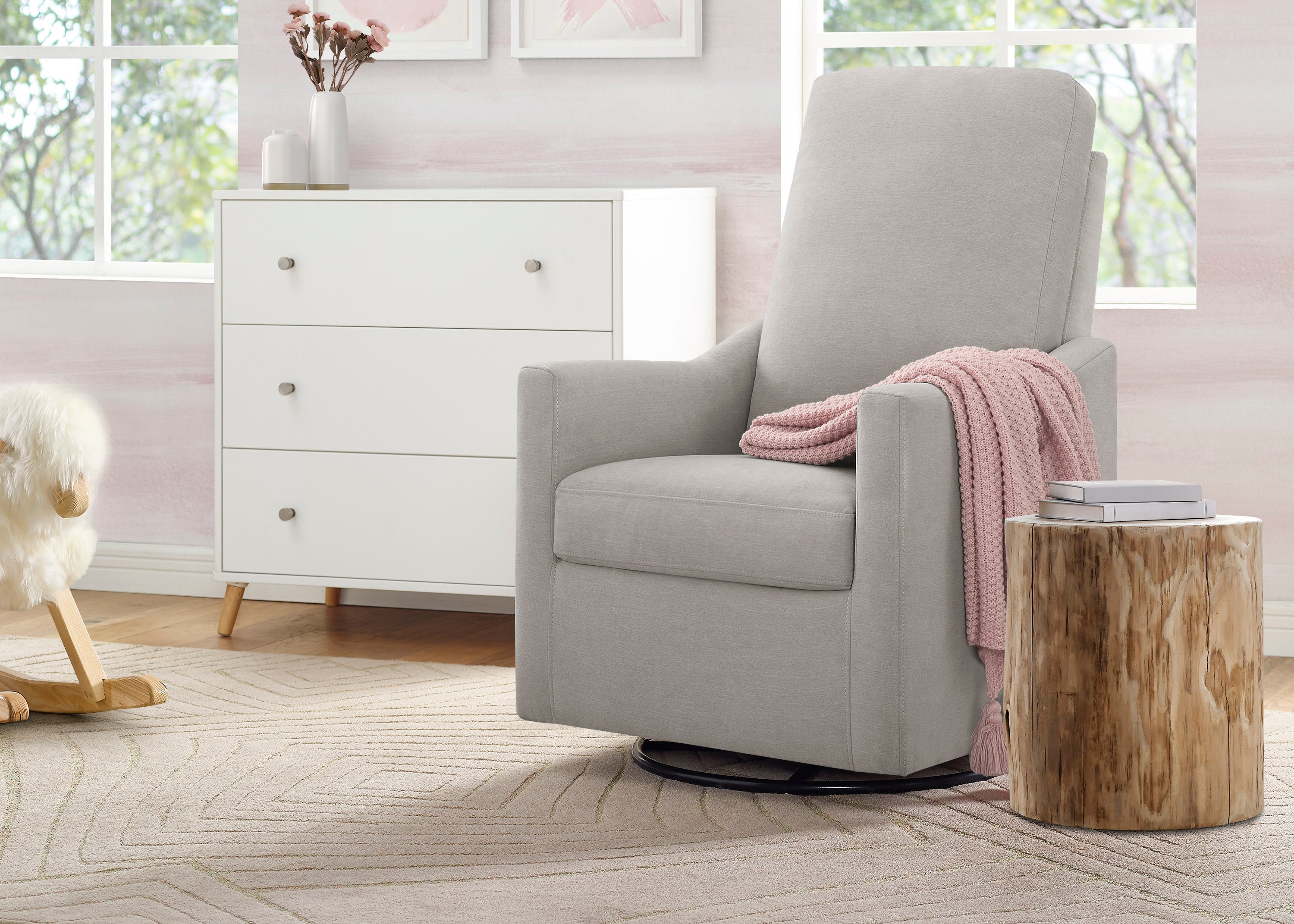 Andie Nursery Glider Swivel Chair - Stain Resistant LiveSmart Fabric - Comfortable Rocking Chair for Breastfeeding & Baby Nursery - Perfect for Nursing, Reading & Relaxing with Your Newborn
