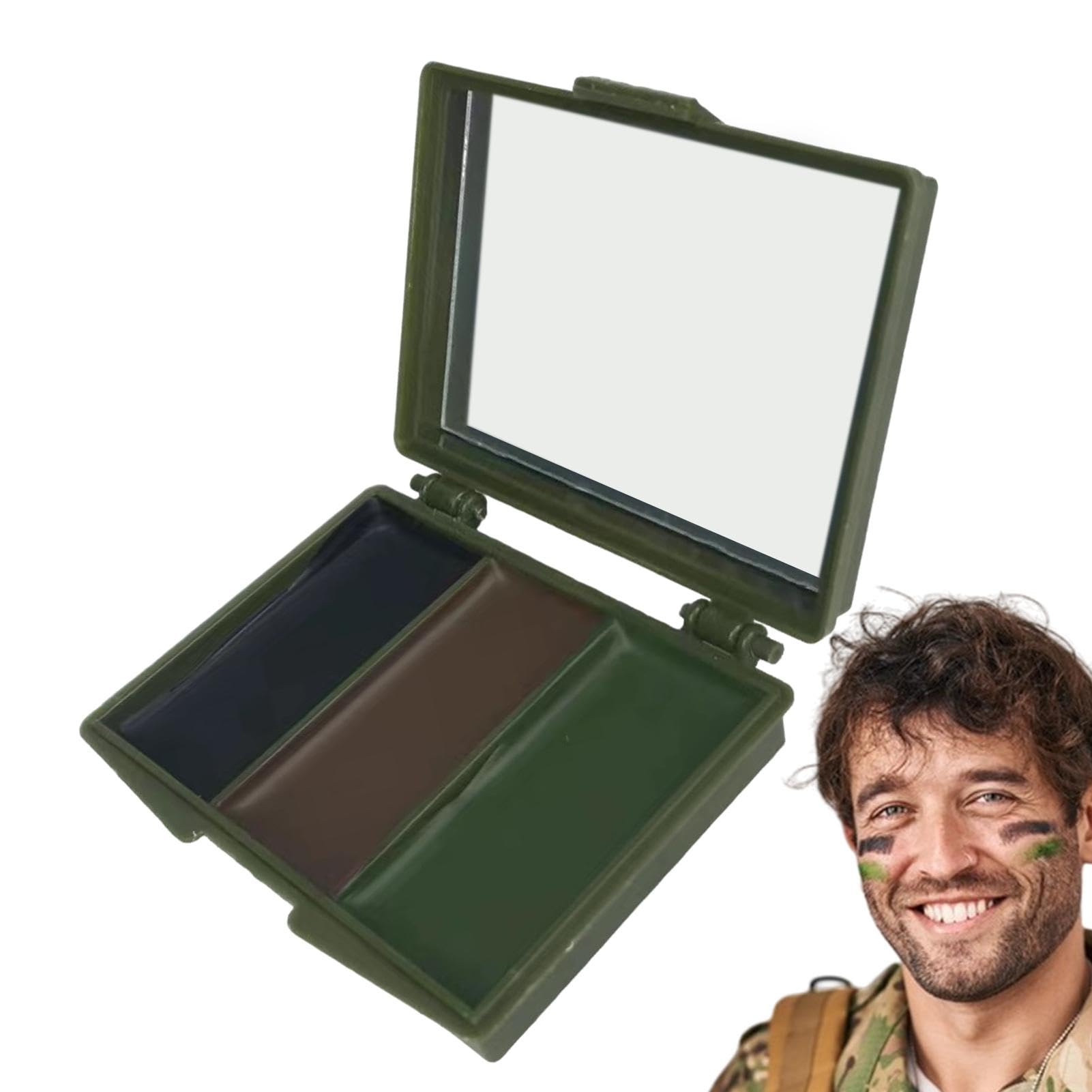 Camouflage Face Makeup & Paint - Long Lasting Multicolor Hunting Face Paint with Mirror, Waterproof Body Paint for Outdoor Activities, Hunting, Cosplay & Halloween